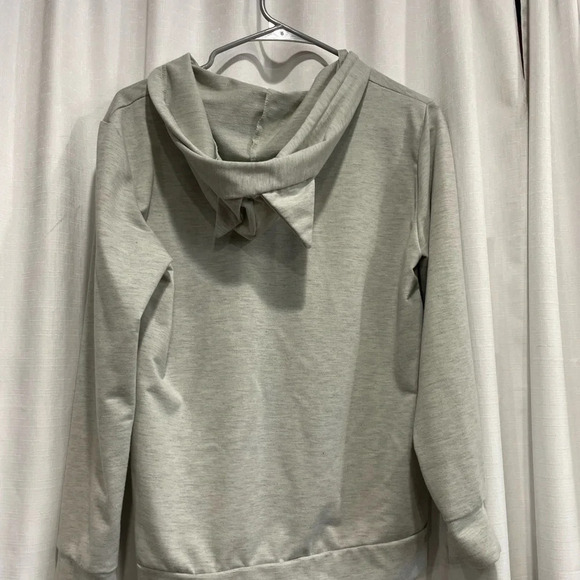 Cat Sleeping Hoodie Grey with Black Size Medium Cat Ears Hood - Picture 4 of 5